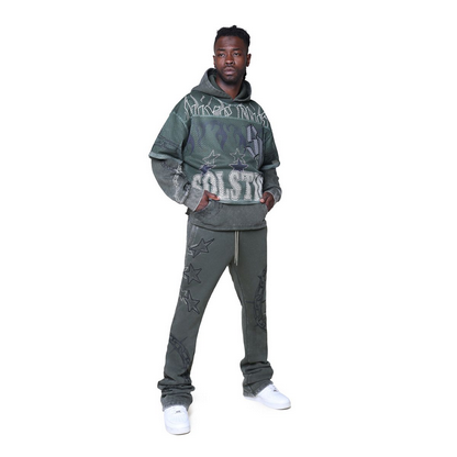 SMOKE RISE LUXE CLUB MESH 2-FER HOODIE-MOSS